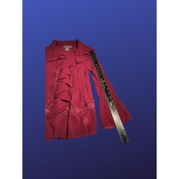 CHADWICK’S Semi-sheer/Lace-Trim/Ruffled REGENCY Blouse, MAUVE, Size 16, NWOT - Picture 5 of 8